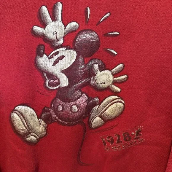 Vintage 1990s The Disney Store Mickey Mouse Sweatshirt Red Unixex Small - Picture 2 of 7